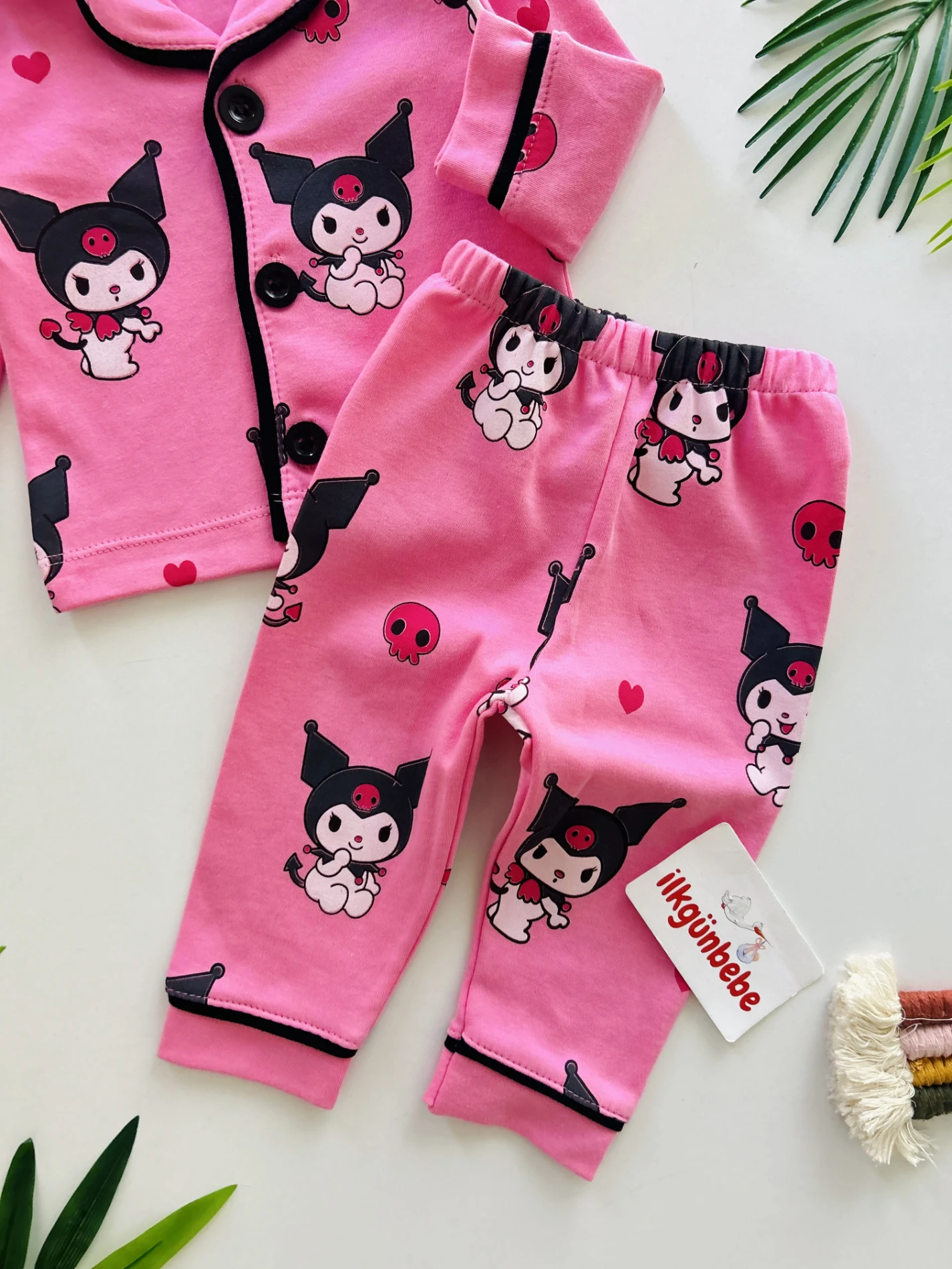 Kuromi Bebe Yakalı %100 Pamuk Pijama Takımı
