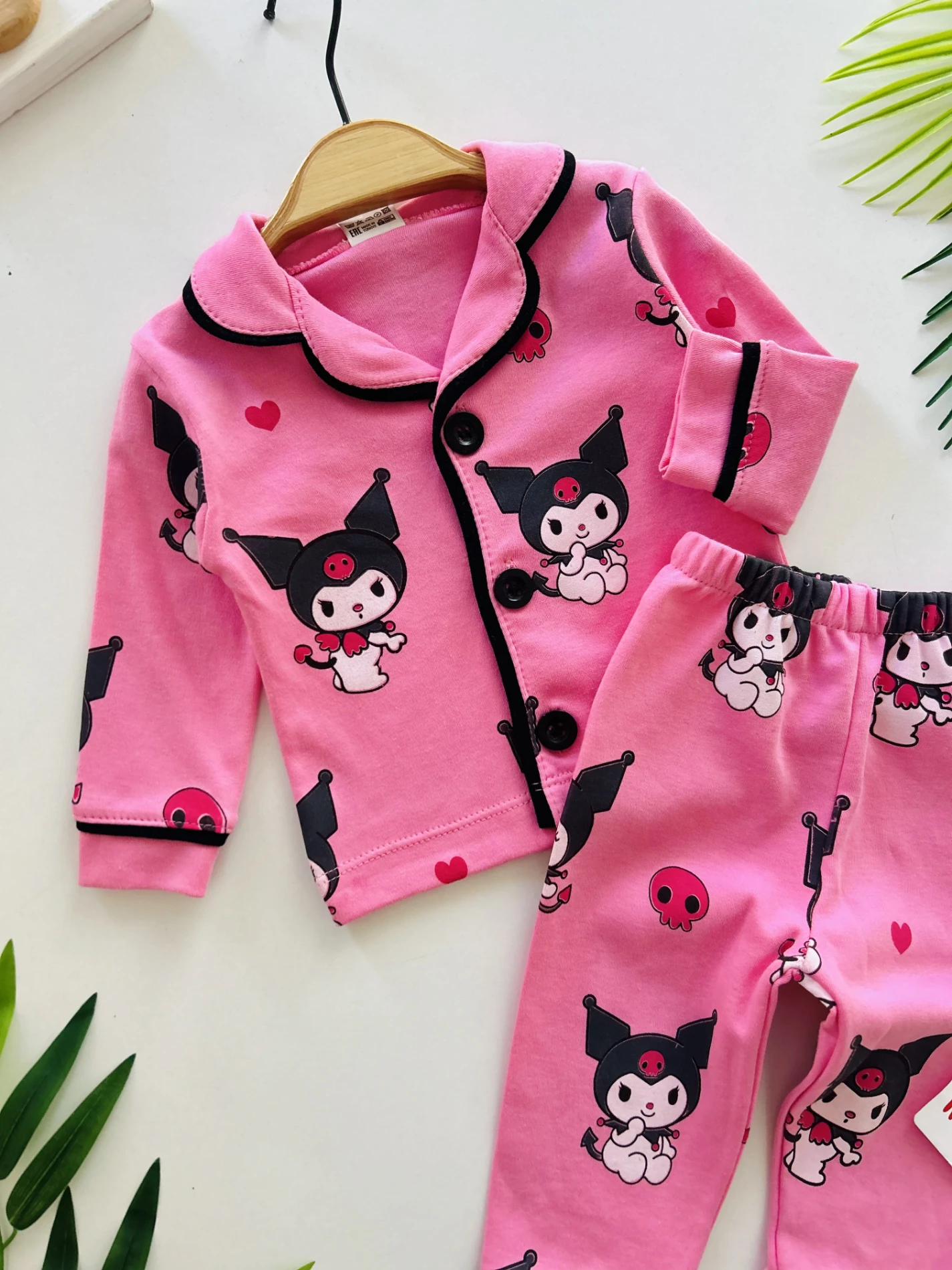 Kuromi Bebe Yakalı %100 Pamuk Pijama Takımı