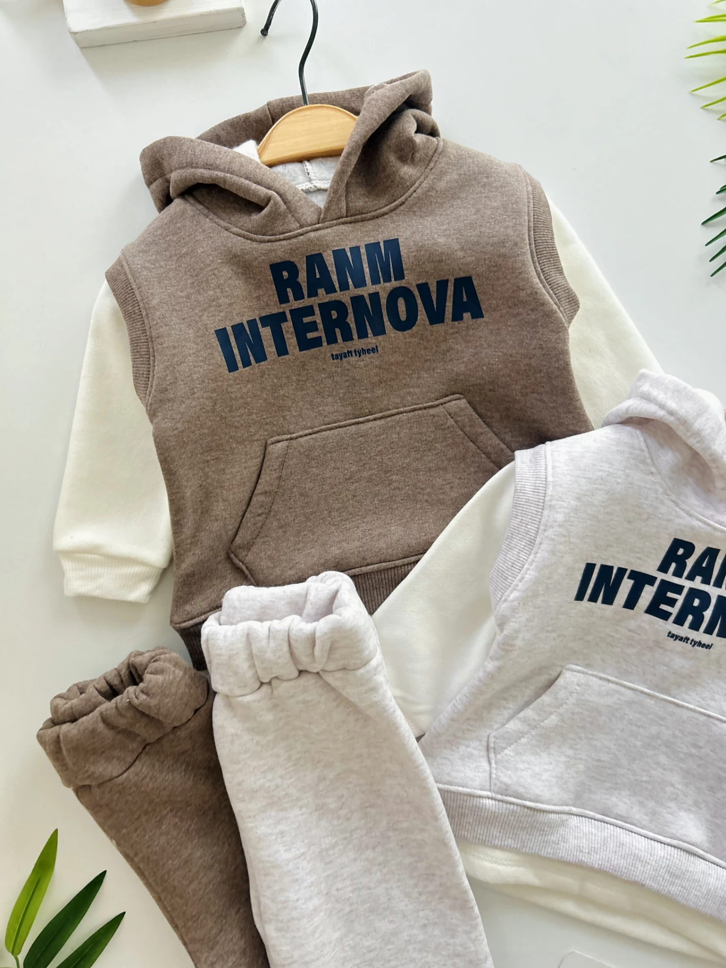 3 İp Şardonlu Spor Sweatli 2’li Takım