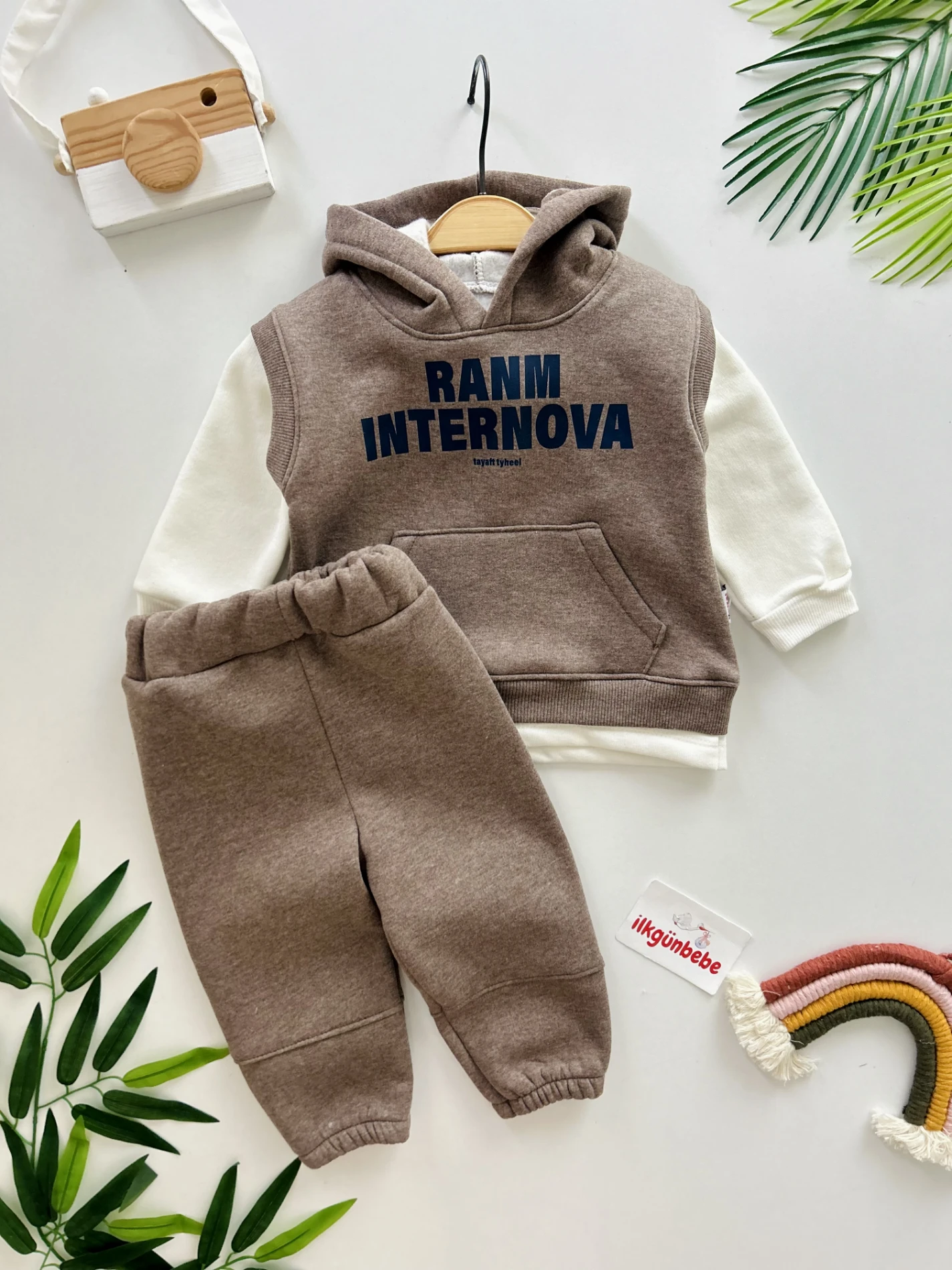 3 İp Şardonlu Spor Sweatli 2’li Takım