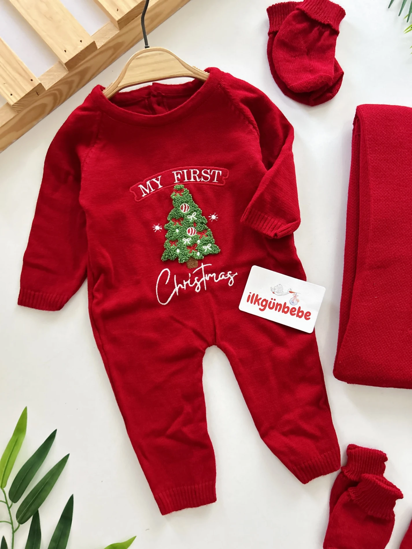 My First Christmas Triko Premium Kalite 5 Parça Yenidoğan Set