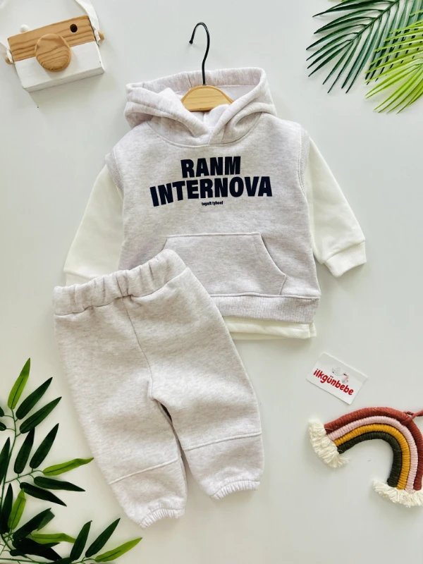 3 İp Şardonlu Spor Sweatli 2’li Takım