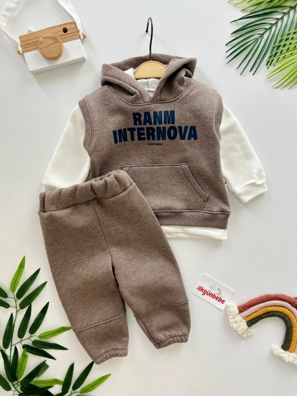 3 İp Şardonlu Spor Sweatli 2’li Takım