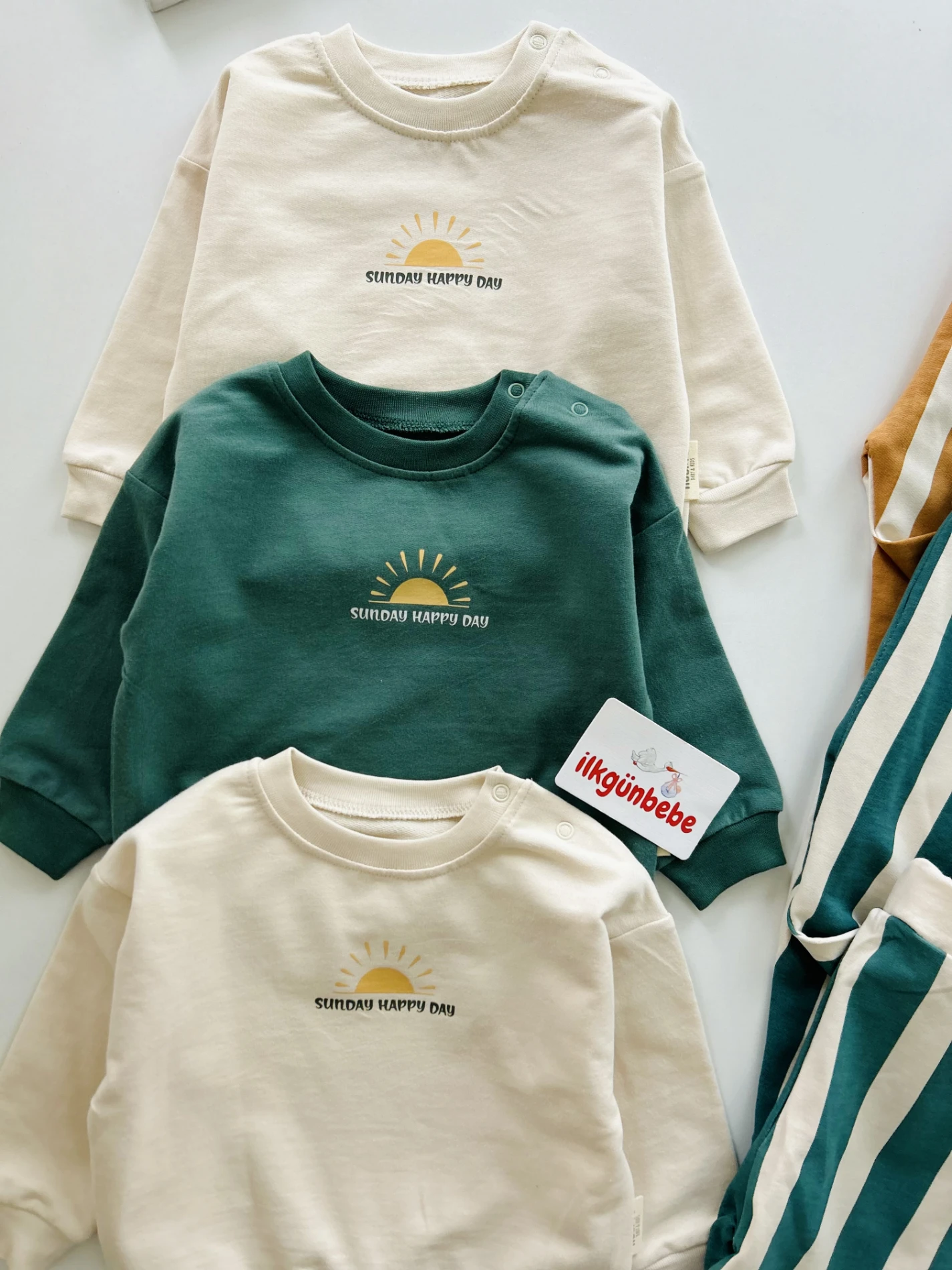 Sunday Happy Day Çizgili %100 Pamuk 2’li Takım 