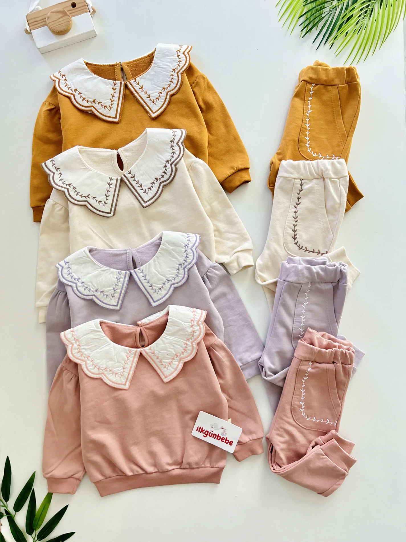 Vintage Yaka %100 Pamuk Premium Kalite 2’li Takım