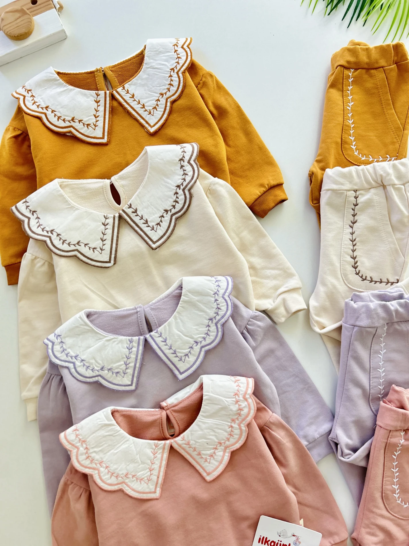 Vintage Yaka %100 Pamuk Premium Kalite 2’li Takım