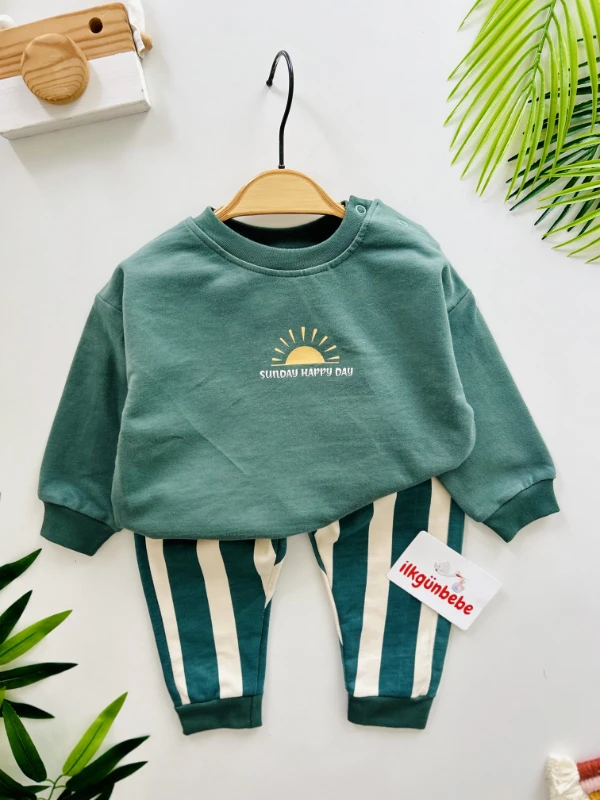 Sunday Happy Day Çizgili %100 Pamuk 2’li Takım 