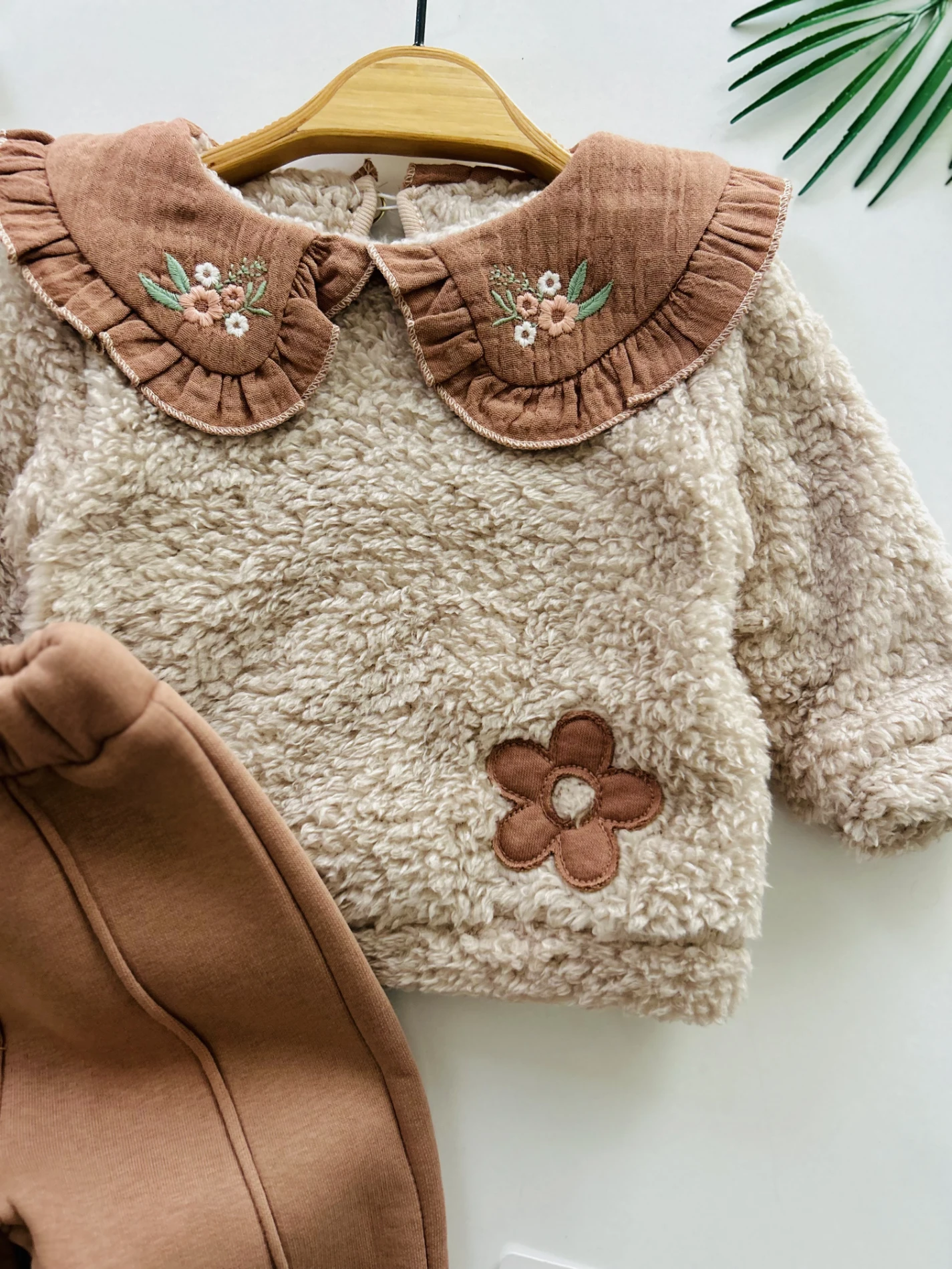 Çiçek Desenli 3 ip Şardonlu  Kışlık  2’li Takım