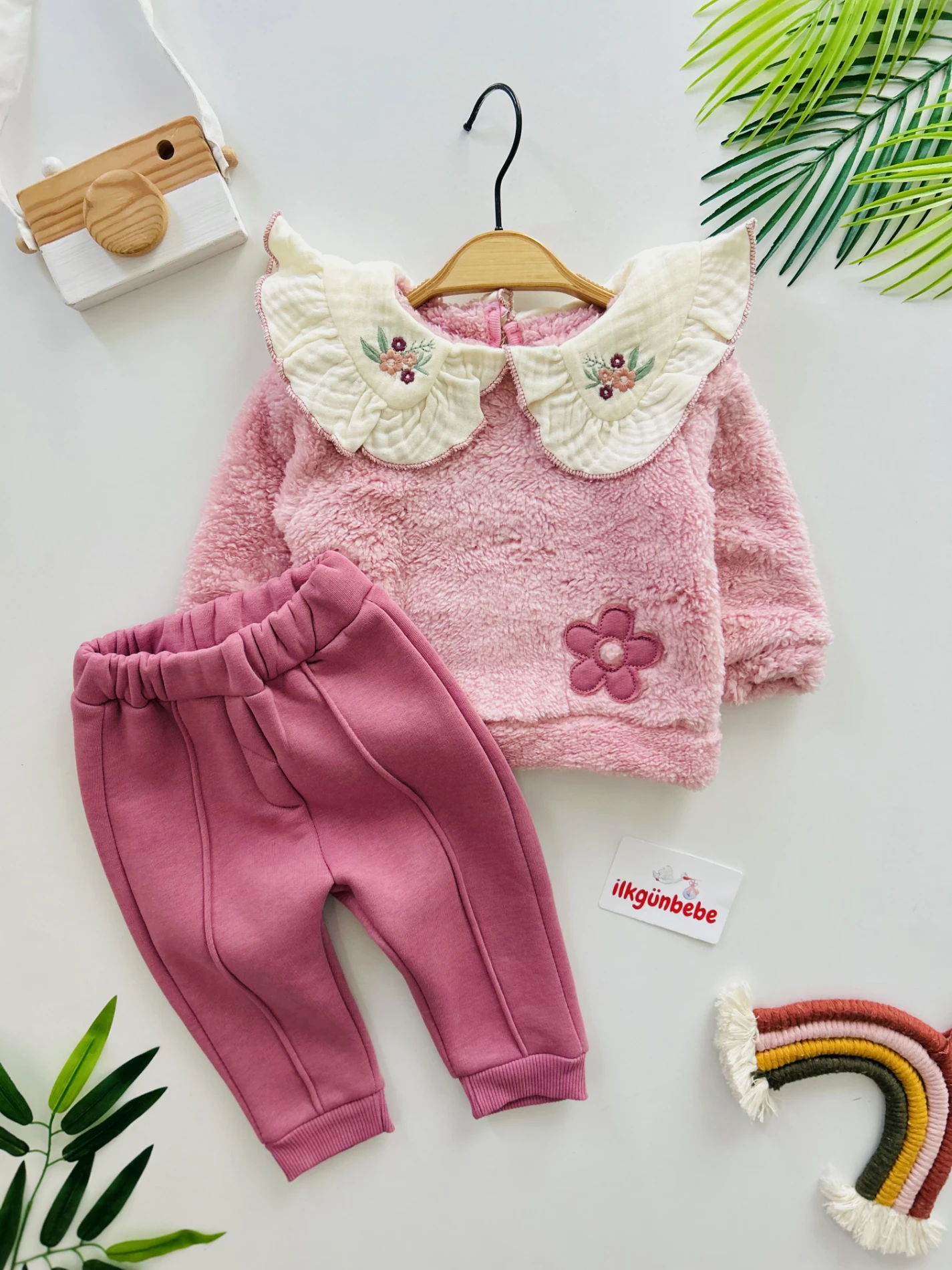 Çiçek Desenli 3 ip Şardonlu  Kışlık  2’li Takım