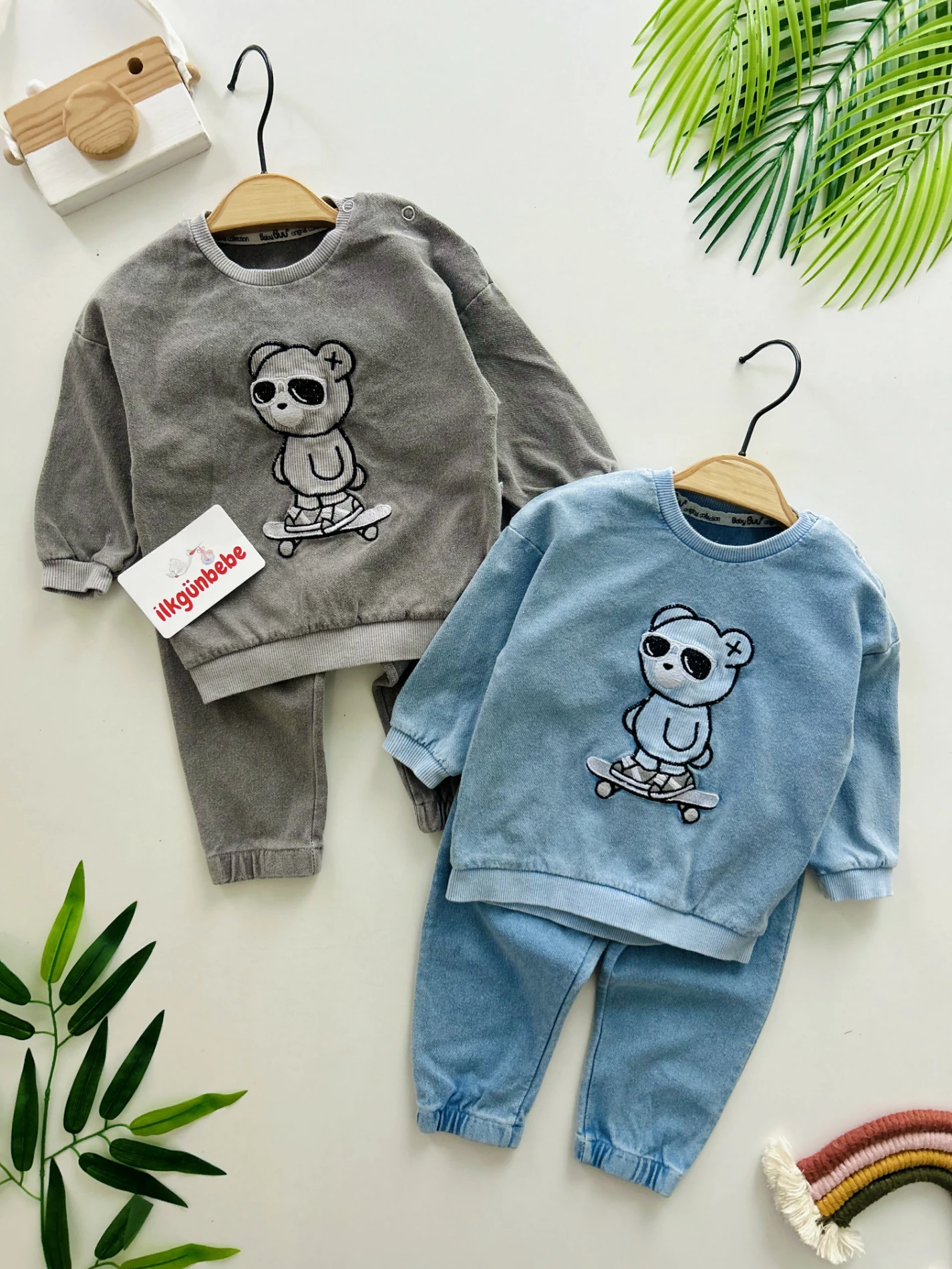 Cool Nakışlı  Likralı Örme Esnek Kot 2’li Takım