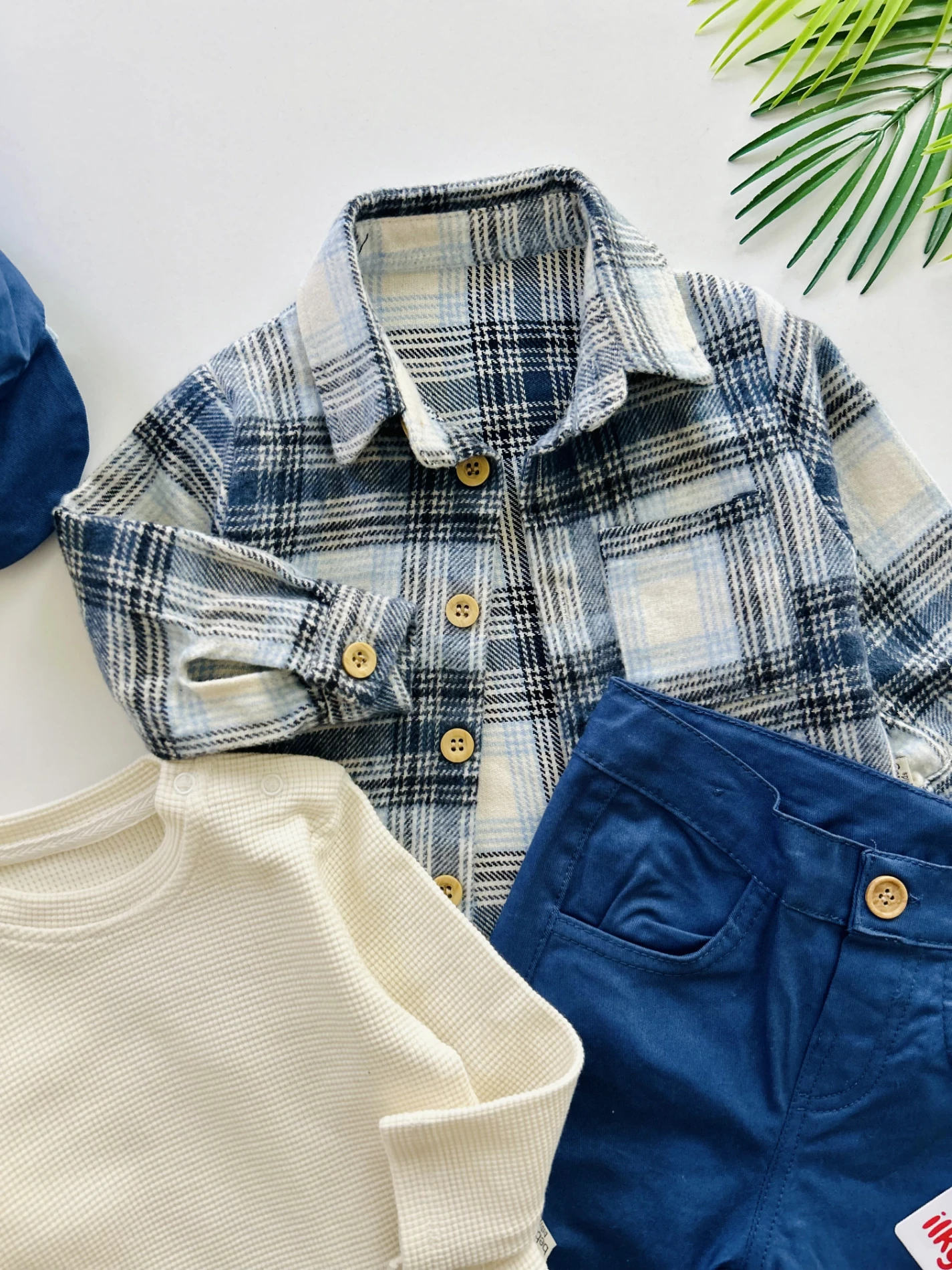 Ekose Desenli 4 Parça Premium Takım