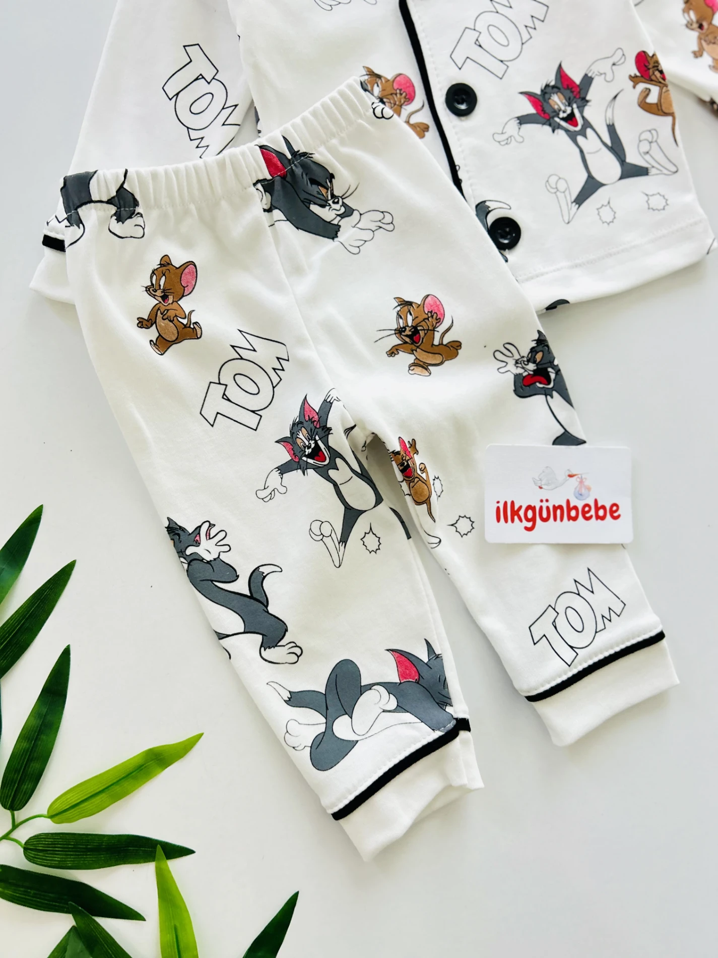 Tom And Jerry %100 Pamuk Bebe Yakalı Pijama Takımı
