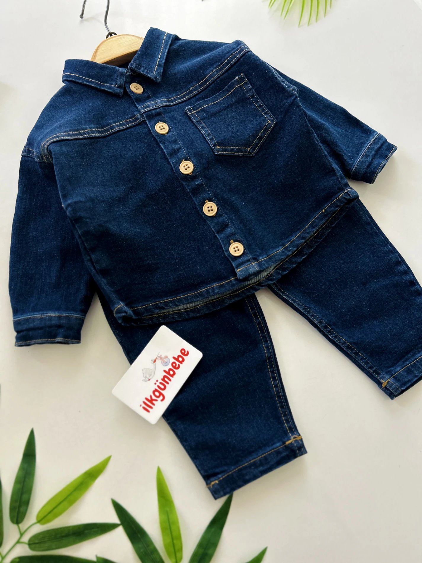 Kot Gömlek Kot Pantalonlu Likralı Premium Kalite Denim Takım