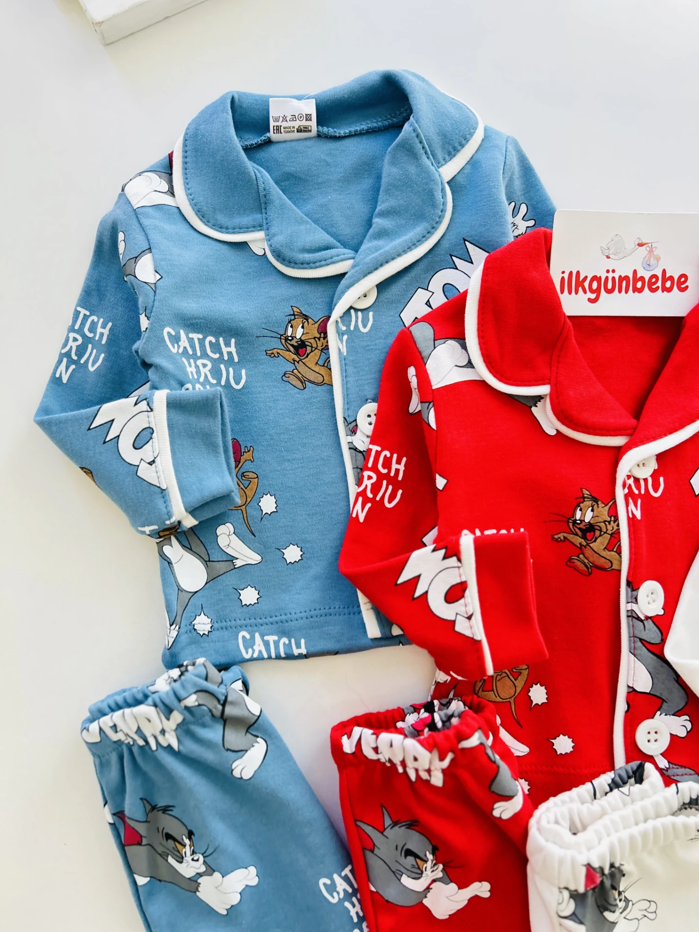 Tom And Jerry %100 Pamuk Bebe Yakalı Pijama Takımı
