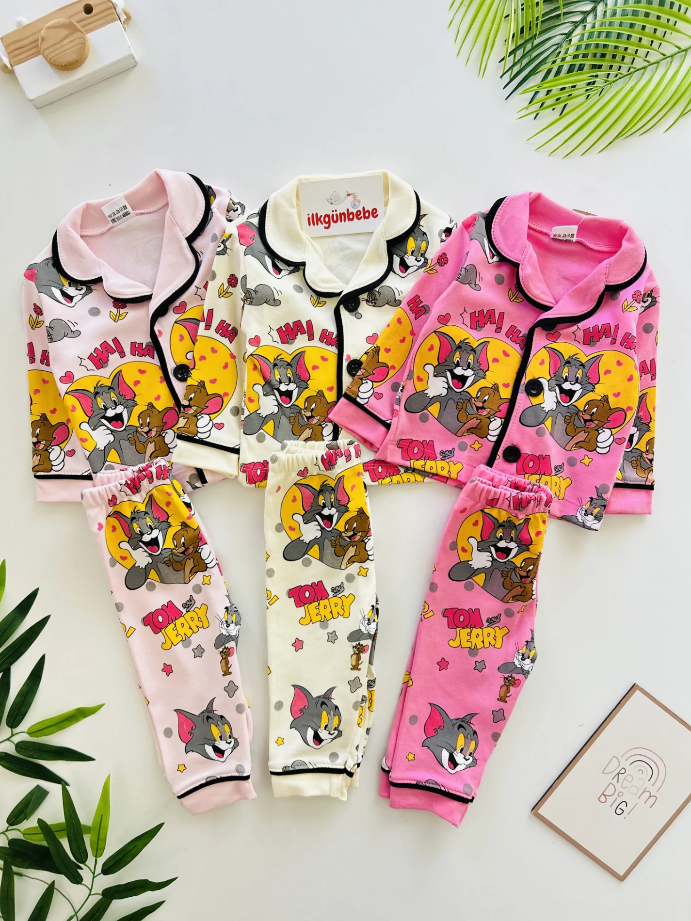 Tom And Jerry %100 Pamuk Bebe Yakalı Pijama Takımı