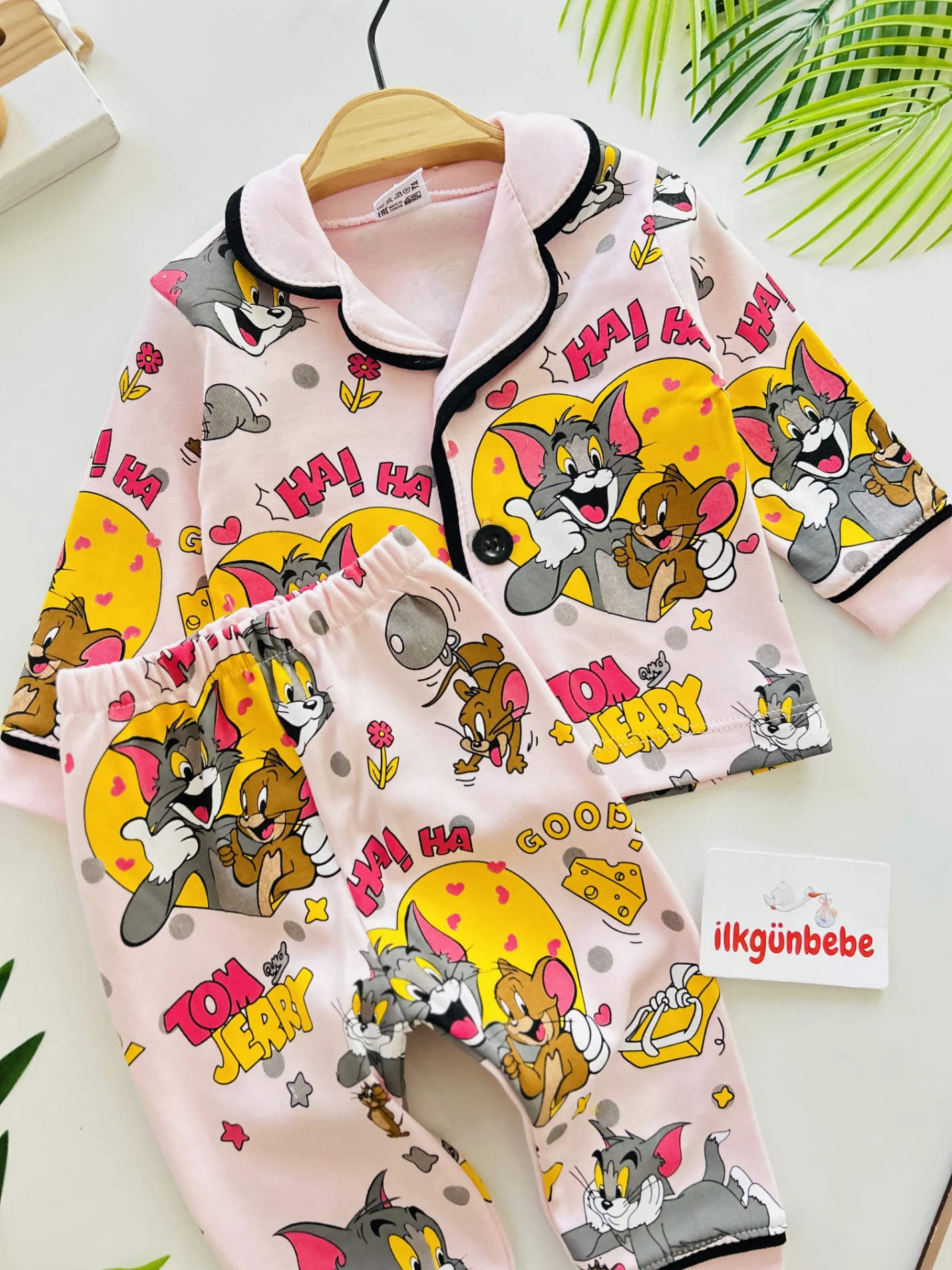Tom And Jerry %100 Pamuk Bebe Yakalı Pijama Takımı