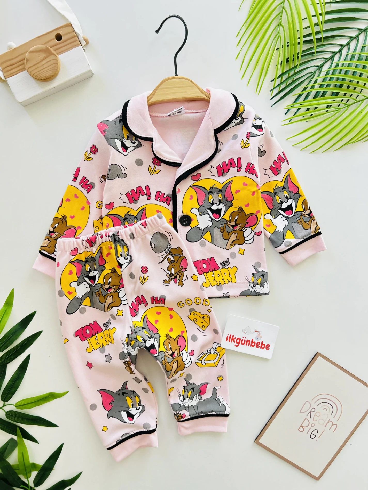 Tom And Jerry %100 Pamuk Bebe Yakalı Pijama Takımı
