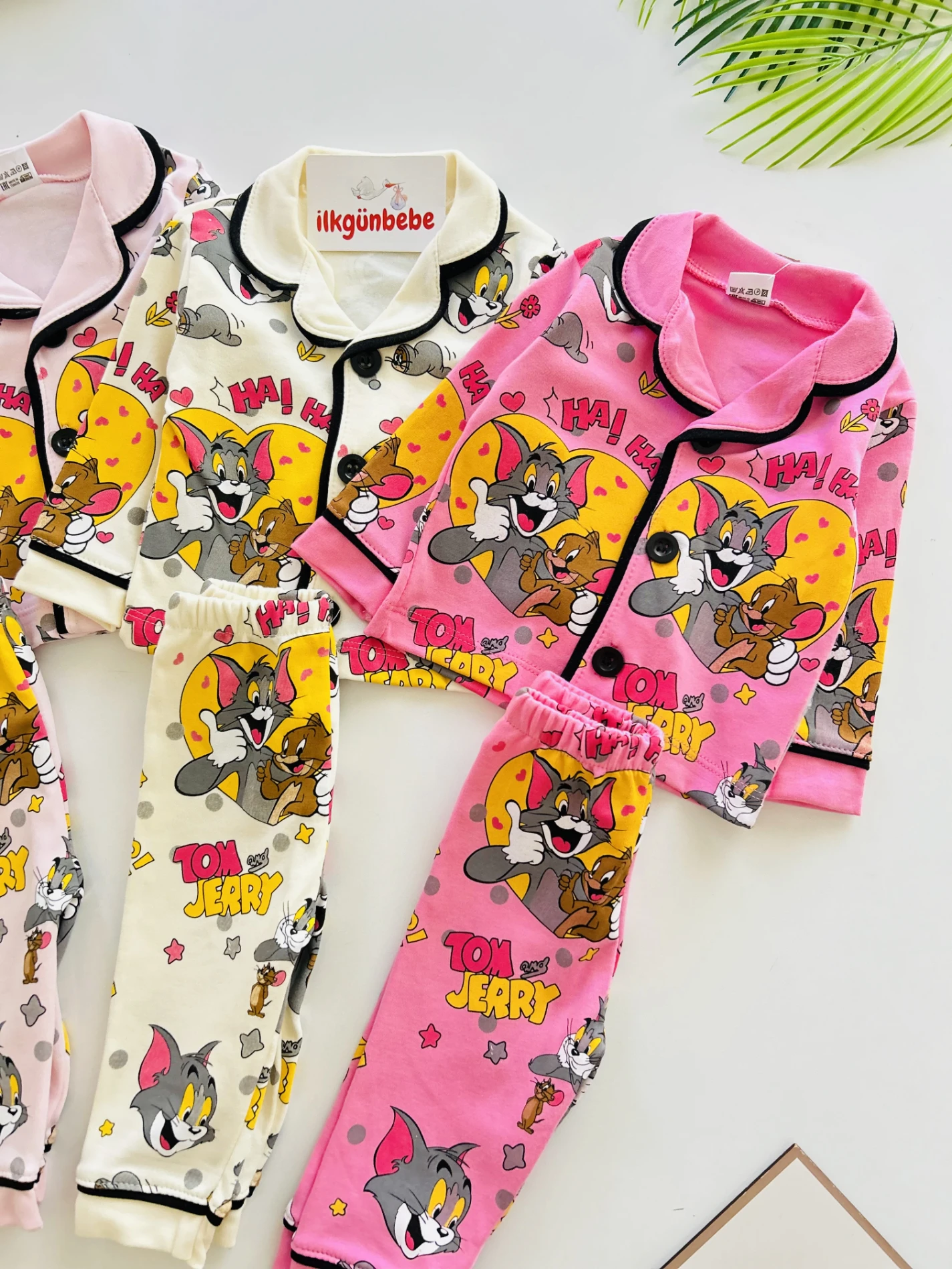 Tom And Jerry %100 Pamuk Bebe Yakalı Pijama Takımı