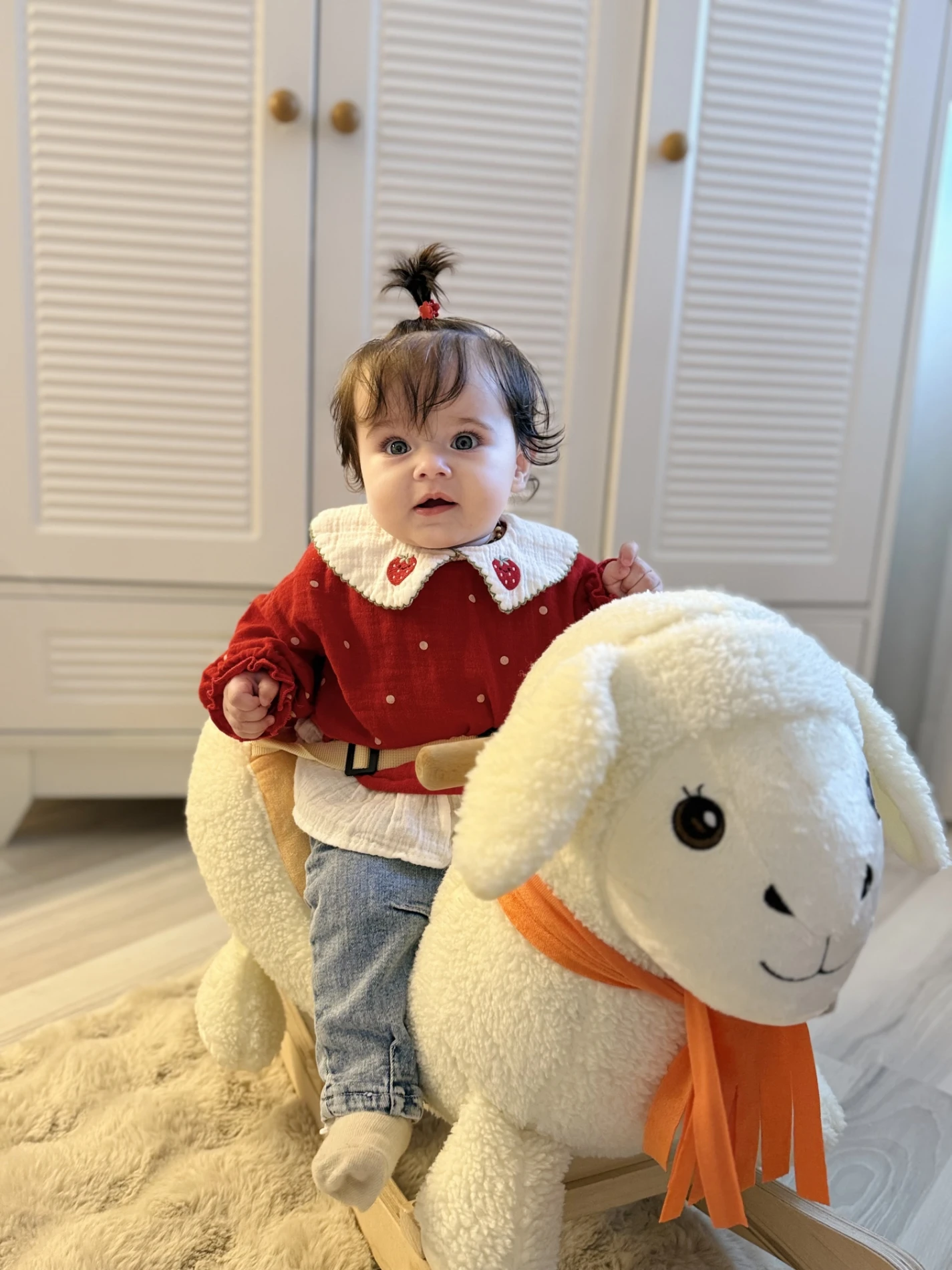 Çilek Yakalı Müslin Kumaş Sweatli Kot Pantalonlu Premium Kalite Takım