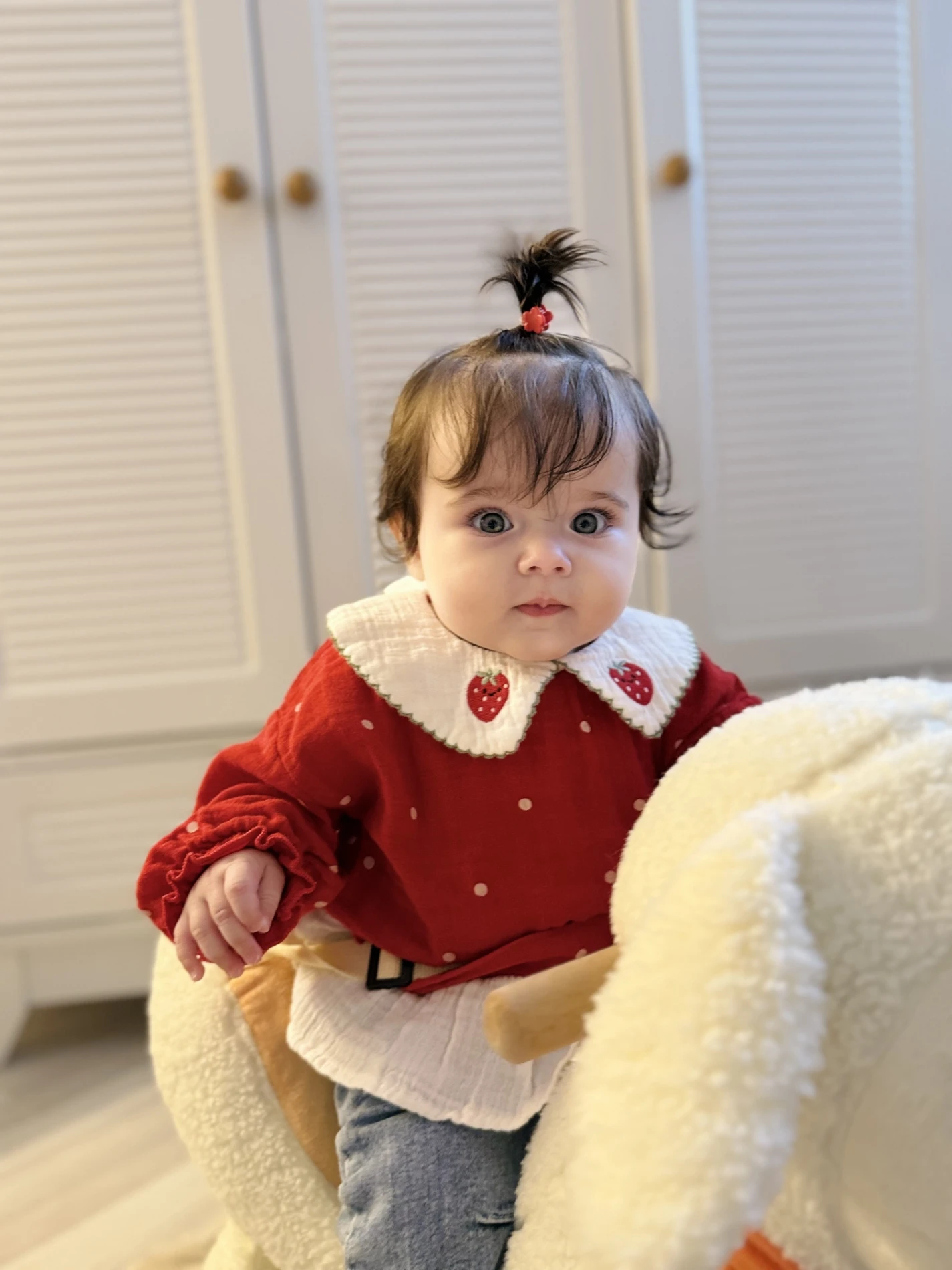 Çilek Yakalı Müslin Kumaş Sweatli Kot Pantalonlu Premium Kalite Takım