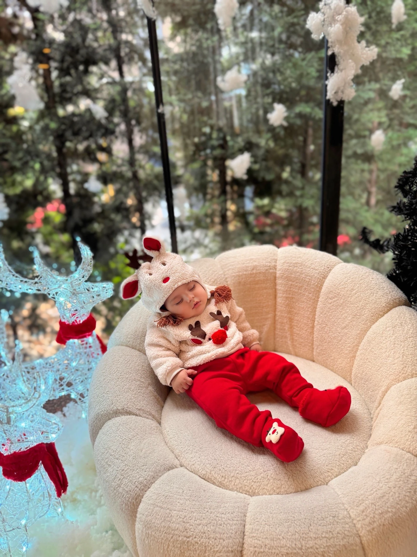 Geyik Yılbaşı Panduflu Şapkalı 4’lü Takım