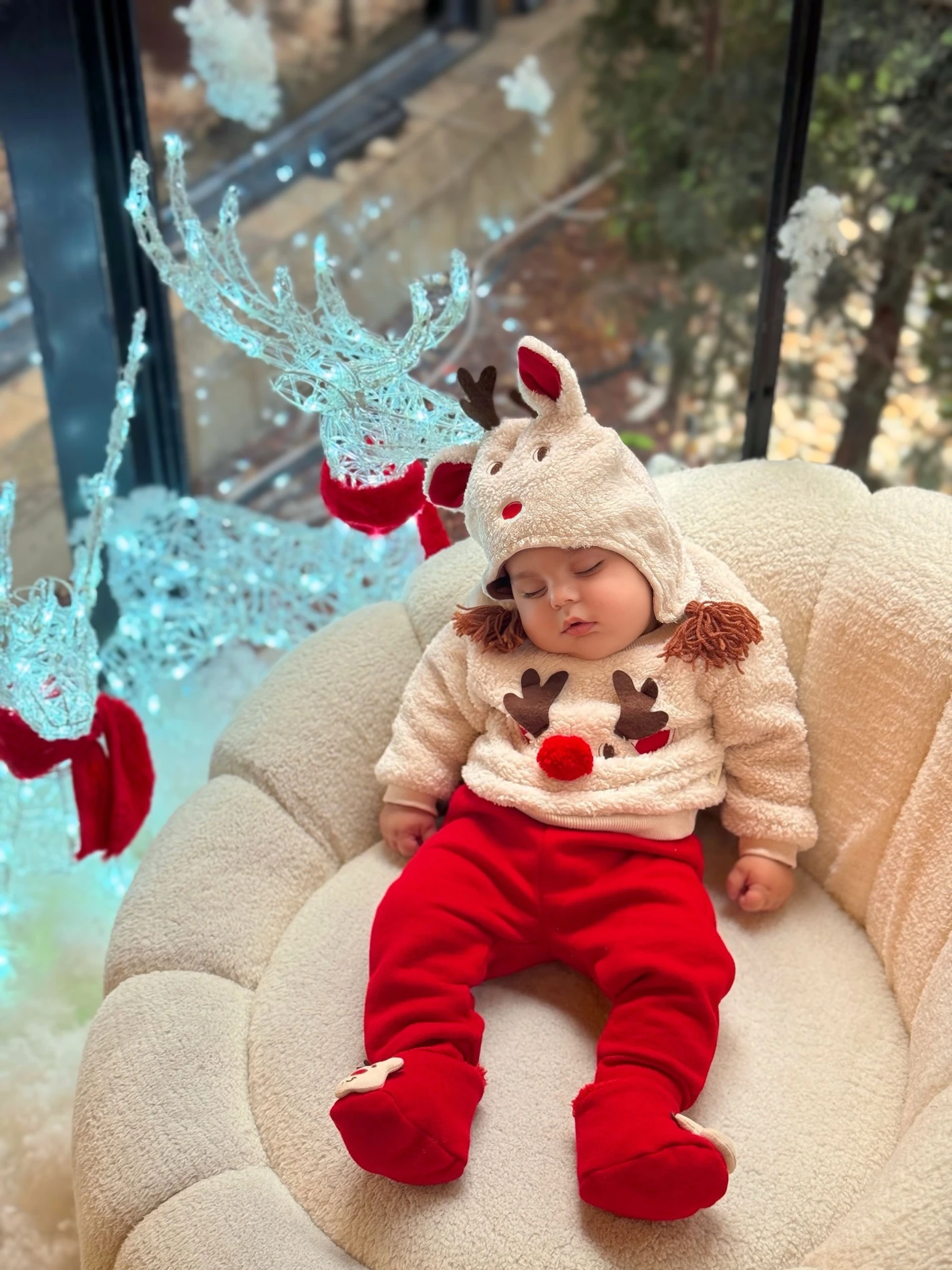 Geyik Yılbaşı Panduflu Şapkalı 4’lü Takım