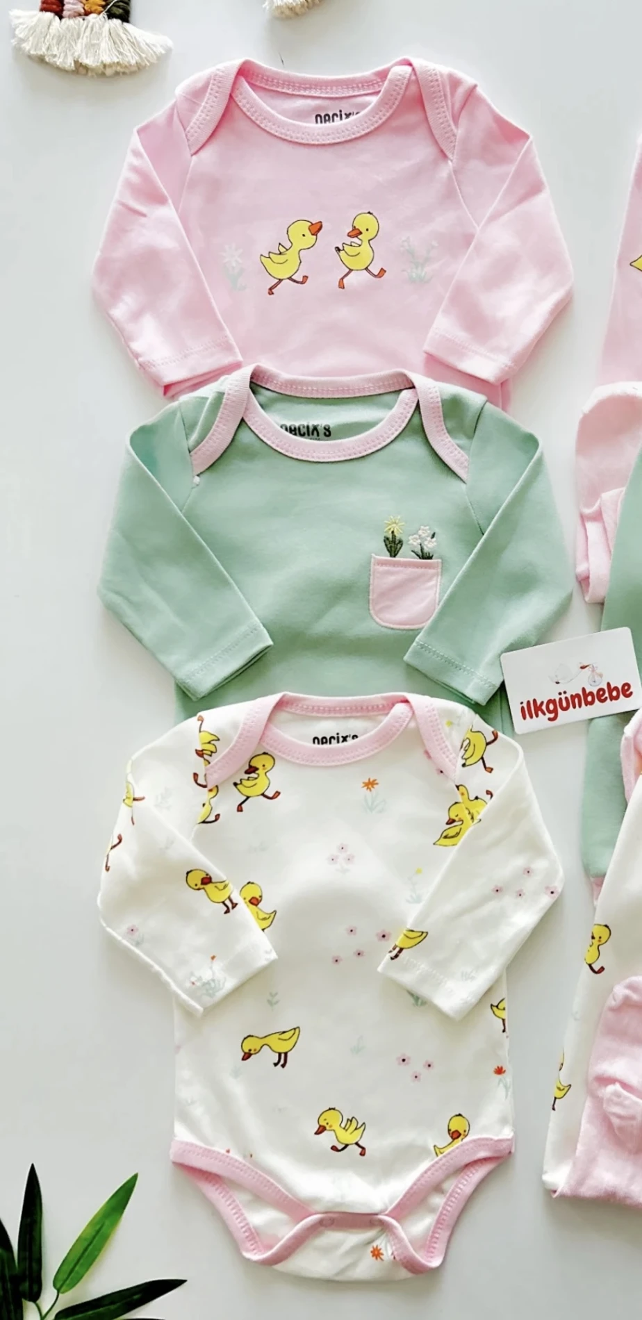 %100 Pamuk 3 Parça Zıbın Set