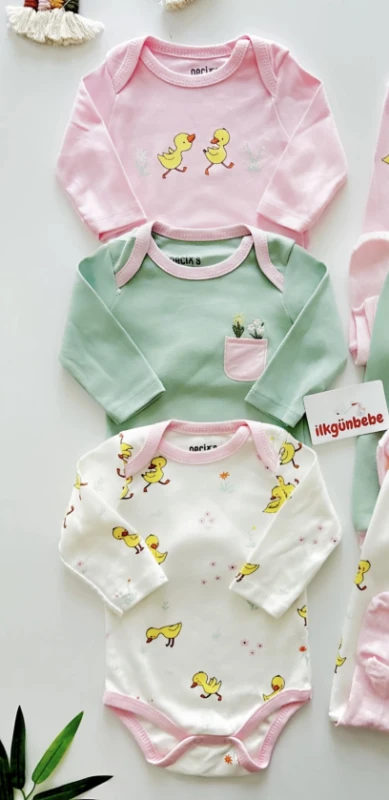 %100 Pamuk 3 Parça Zıbın Set