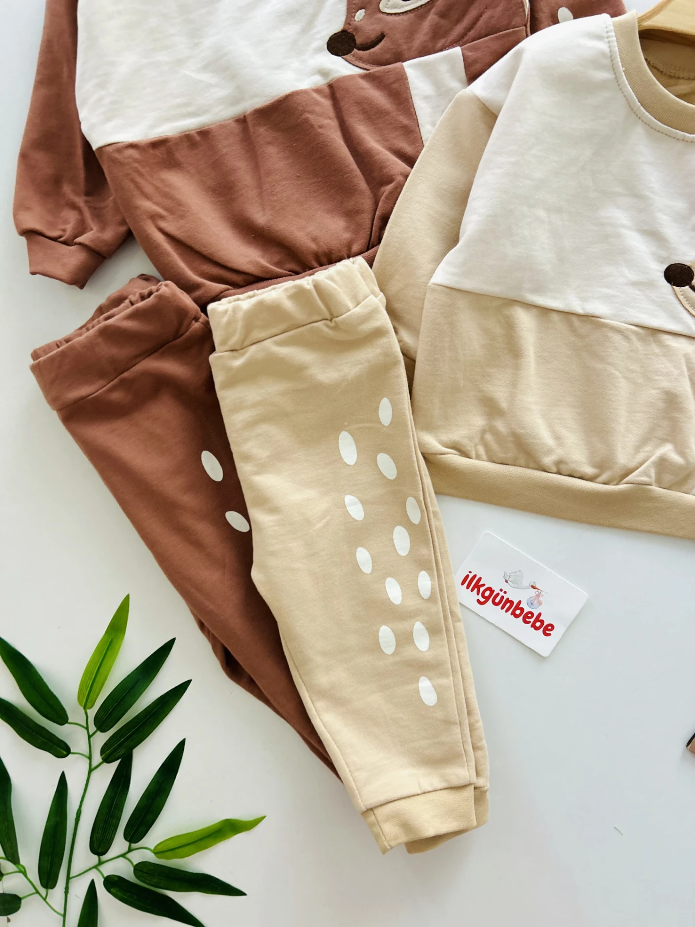 Geyik Desenli %100 Pamuk Yumuşacık 2’li Takım