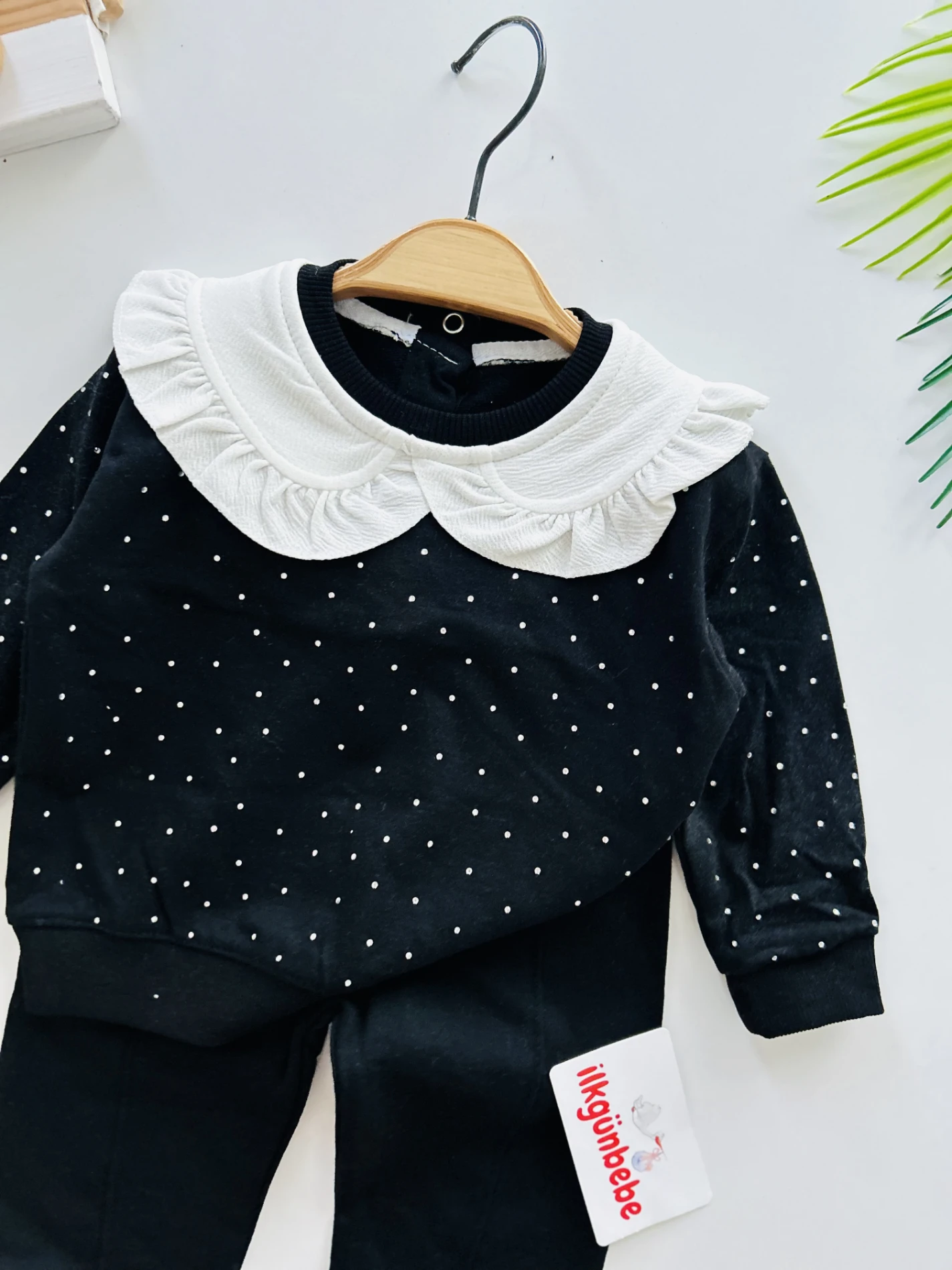 Parlak Taşlı Bebe Yakalı %100 Pamuk 2’li Takım