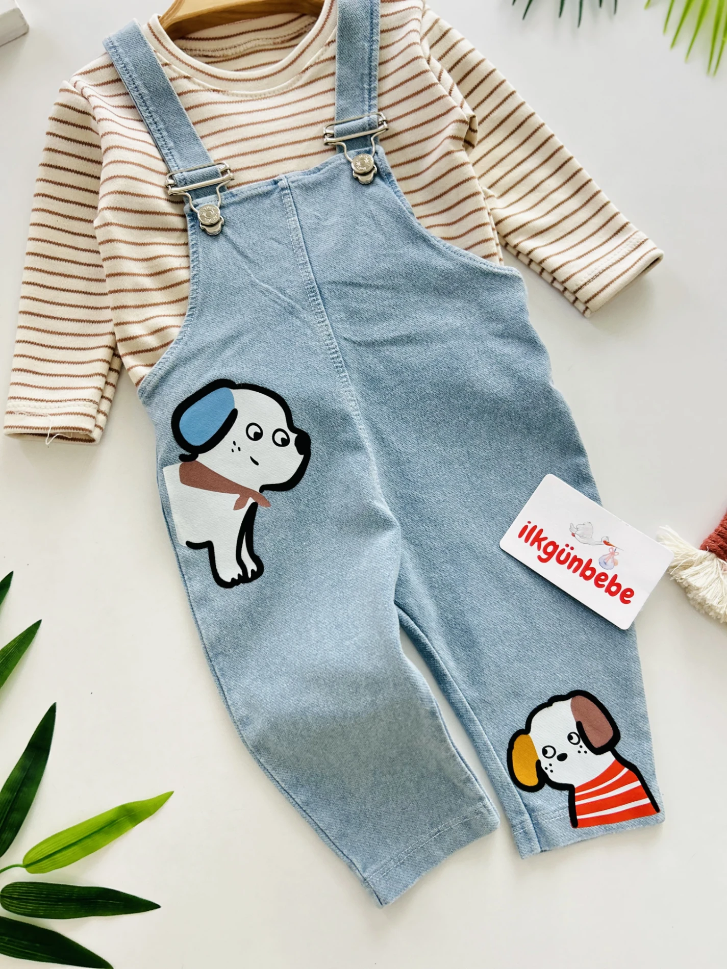 Cute Dog  Desenli %100 Pamuk Likralı Kot 2’li Takım