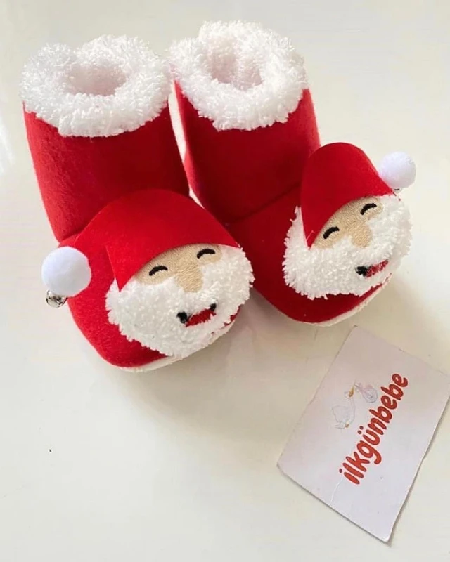 Noel baba çıngıraklı panduf