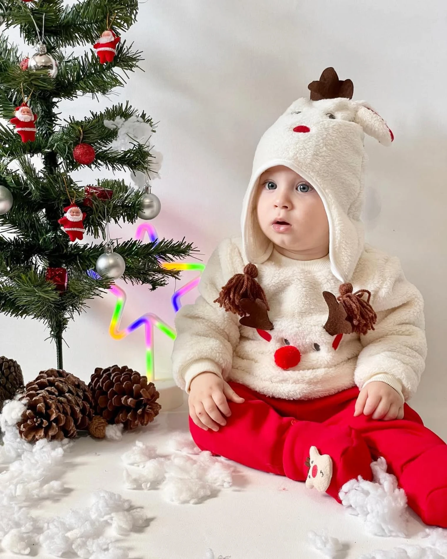 Geyik Yılbaşı Panduflu Şapkalı 4’lü Takım