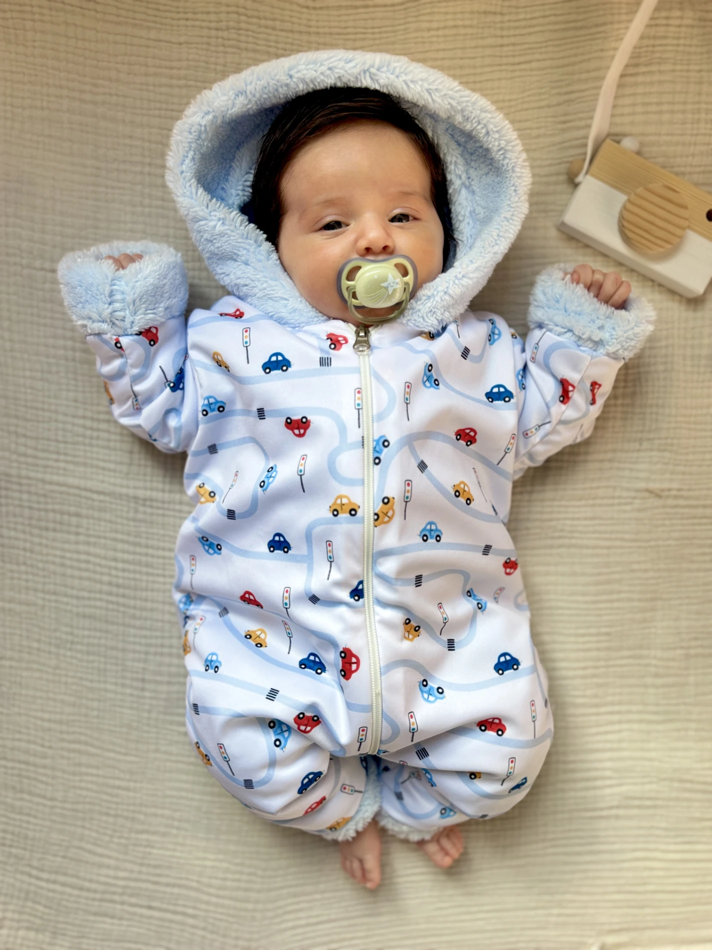  Arabalar Baskılı Boydan Fermuarlı Içi Kürklü Kışlık Welsoft Tulum