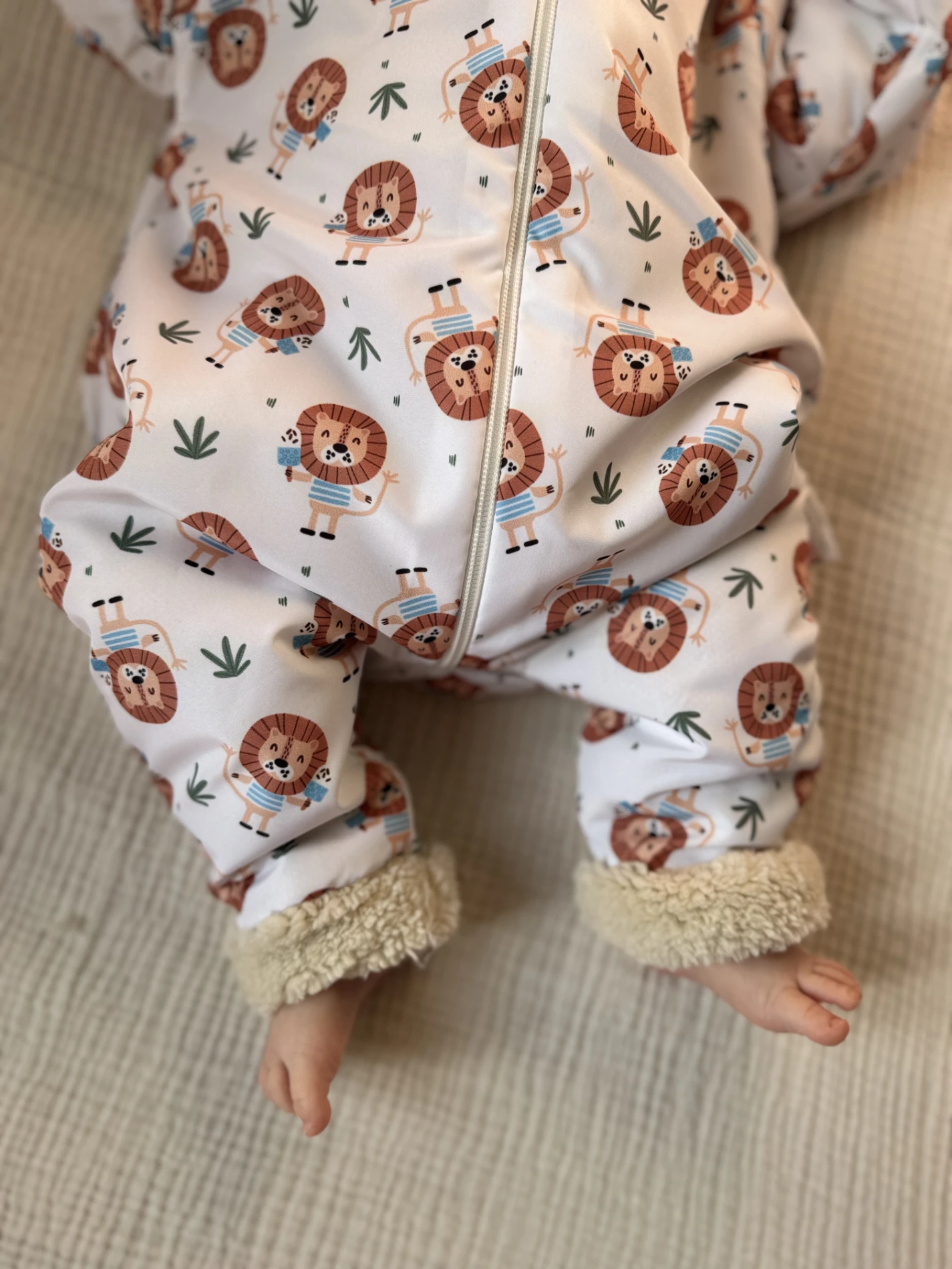  Aslan Baskılı Boydan Fermuarlı Içi Kürklü Kışlık Welsoft Tulum