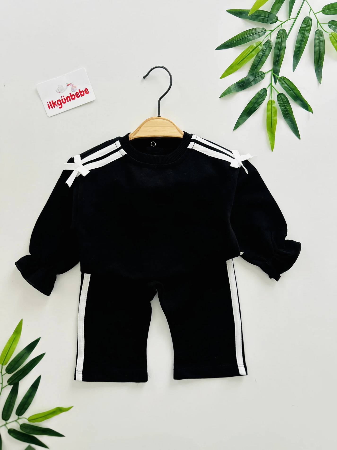 Fiyonk Detaylı Şeritli %100 Pamuk 2’li Takım