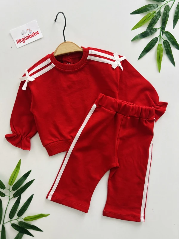 Fiyonk Detaylı Şeritli %100 Pamuk 2’li Takım