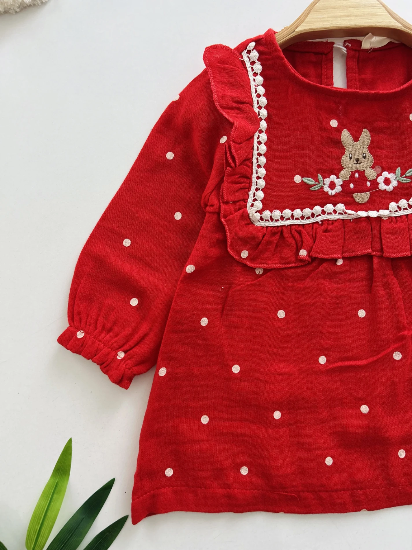 Tavşan Nakışlı Müslin Elbise