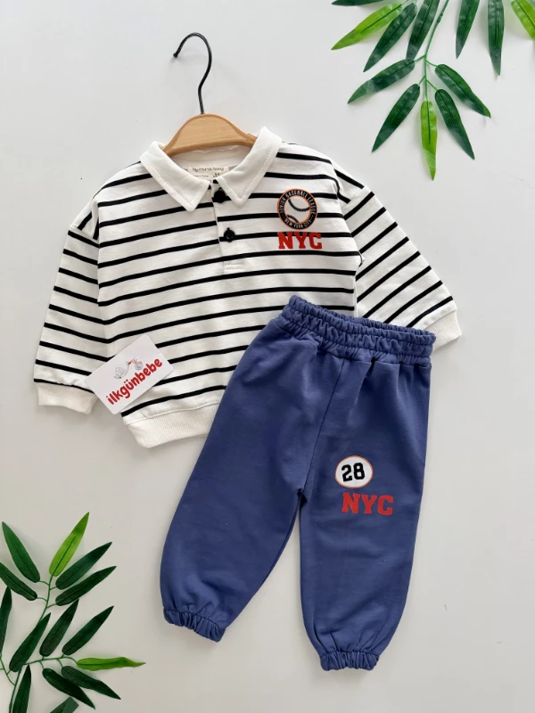 NYC Çizgili %100 Pamuk Mevsimlik Takım