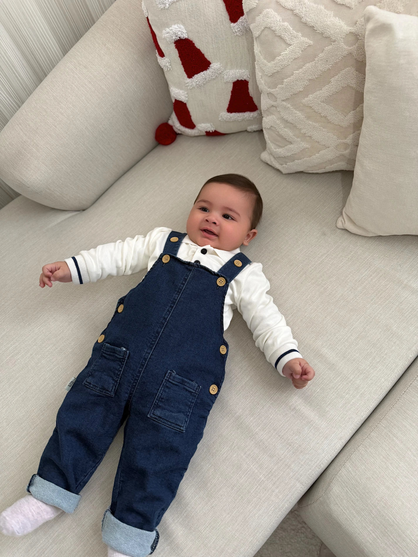 Polo Yaka Sweatshirt Kot Likralı Salopetli 2’li Takım