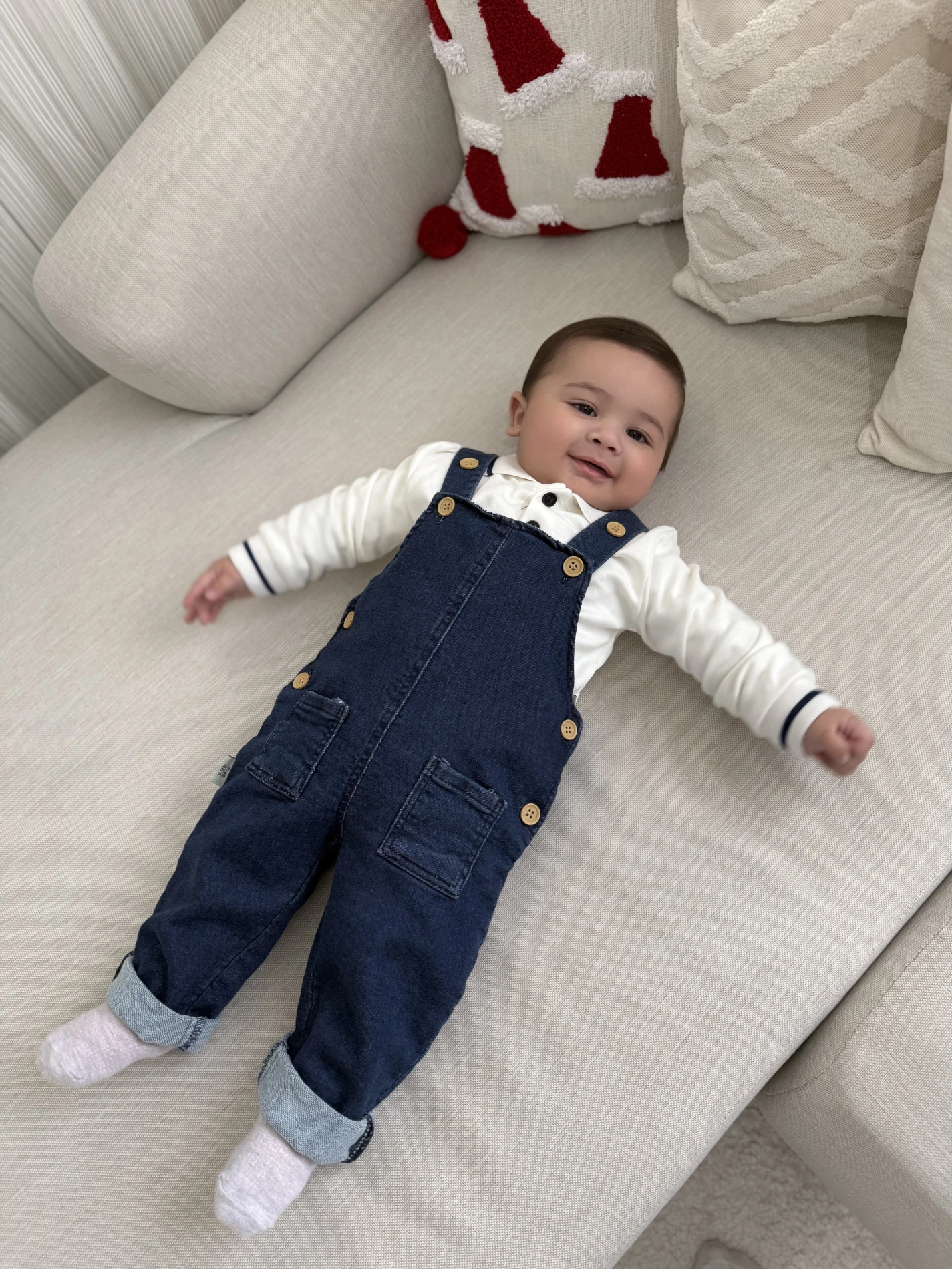 Polo Yaka Sweatshirt Kot Likralı Salopetli 2’li Takım