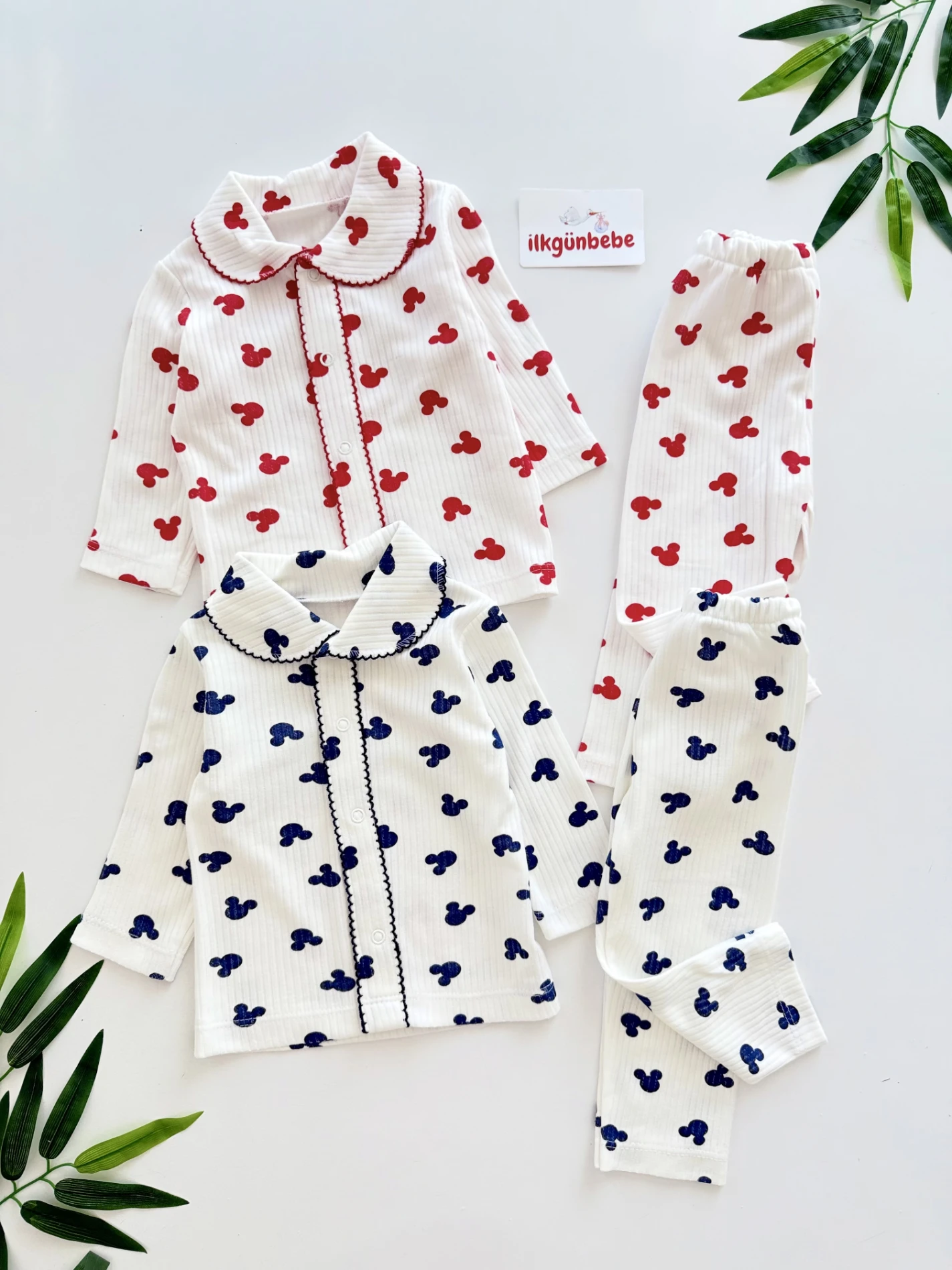 Bebe Yakalı %100 Pamuk Pijama Takımı