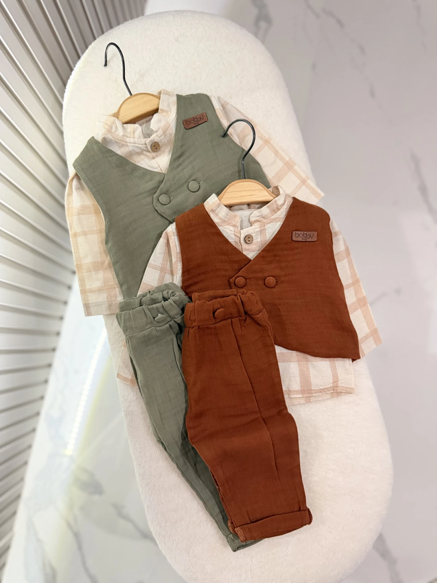 Müslin 3 Parça Yelekli Premium Takım