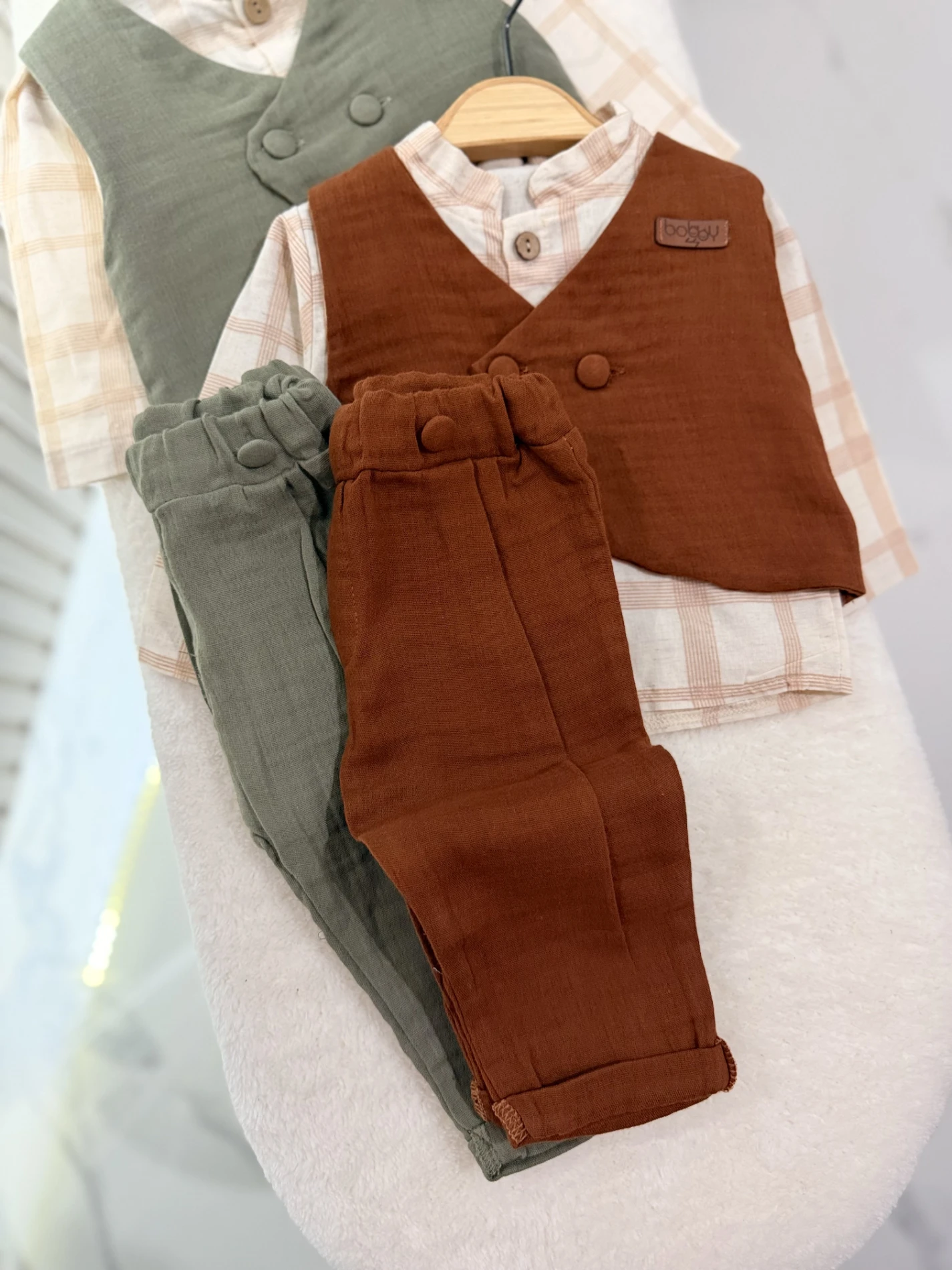 Müslin 3 Parça Yelekli Premium Takım