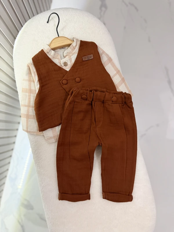 Müslin 3 Parça Yelekli Premium Takım