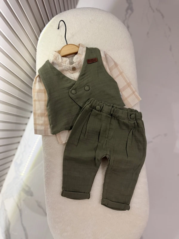 Müslin 3 Parça Yelekli Premium Takım