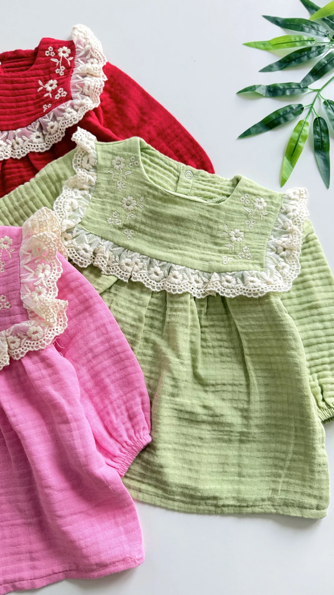 Müslin Kumaş Çiçek Nakışlı Dantelli Premium Takım