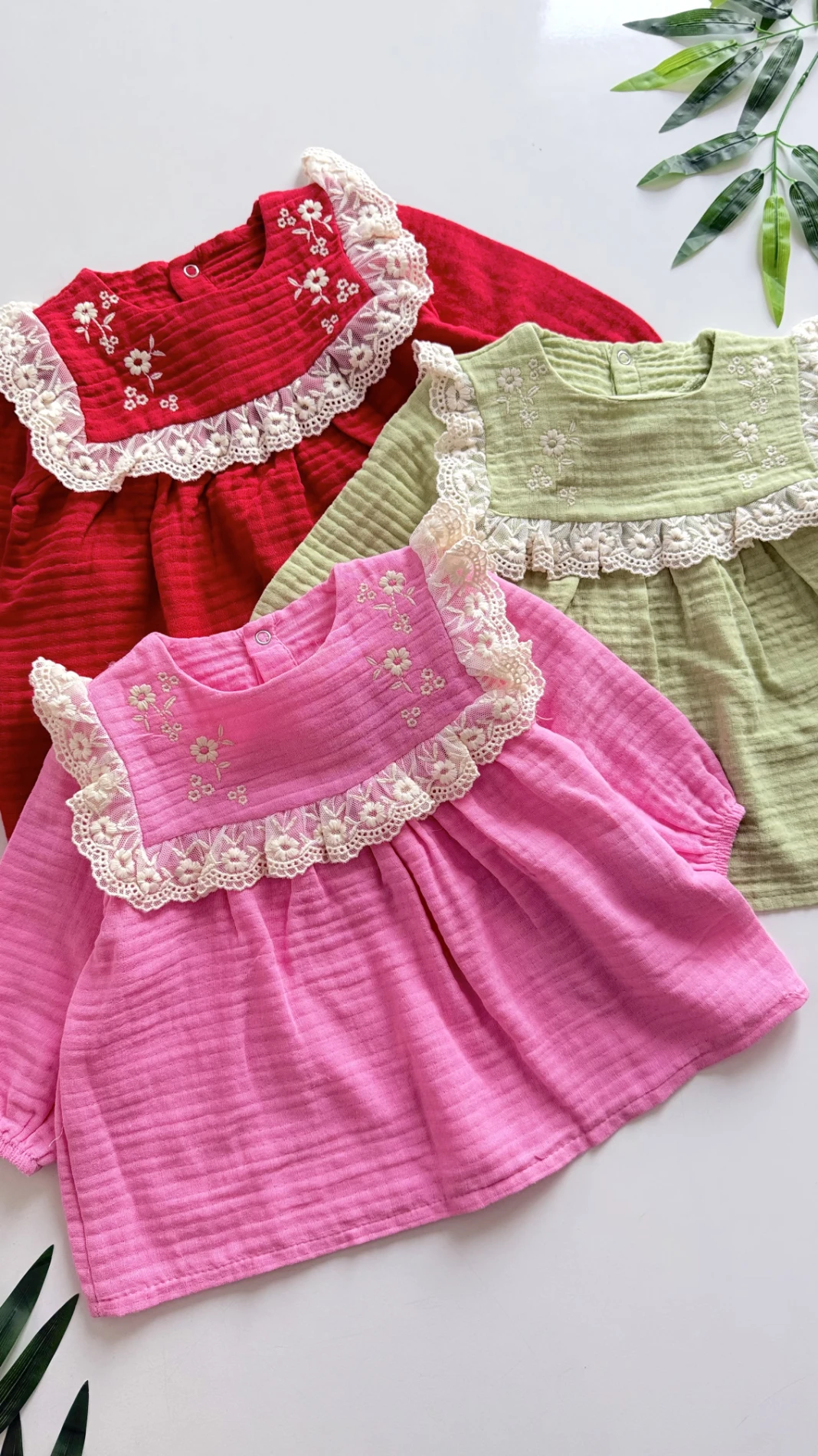 Müslin Kumaş Çiçek Nakışlı Dantelli Premium Takım