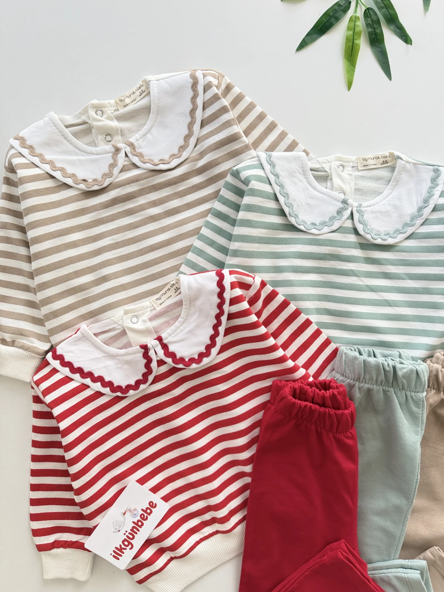 Önlük Yaka Çizgili Desenli 2’li Mevsimlik Takım