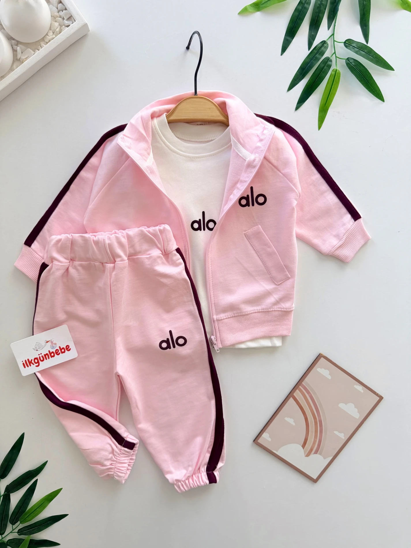 Marka ALO 2 İp  Mevsimlik  Premium Kalite Dik Yaka 3’lü Takım